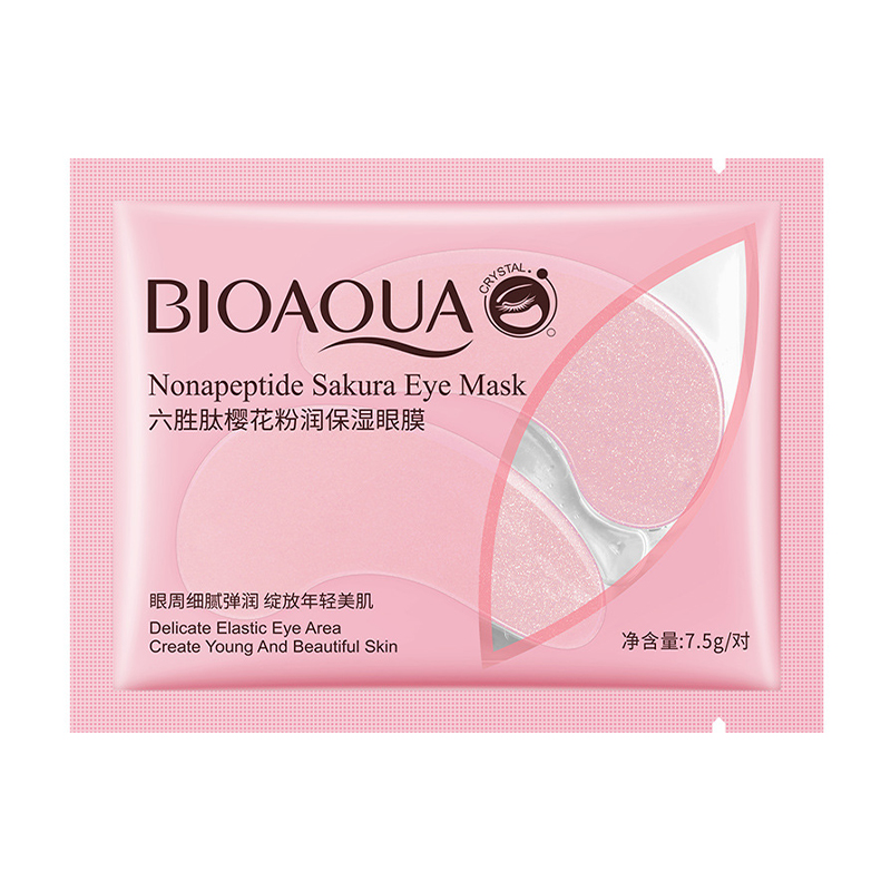 Зволожувальні та розгладжувальні патчі для очей Bioaqua з пептидами та пелюстками сакури, 7.5 г